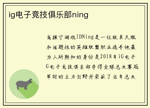 ig电子竞技俱乐部ning